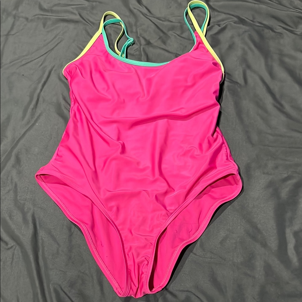 Vibrant Pink Kids One Piece Swimsuit